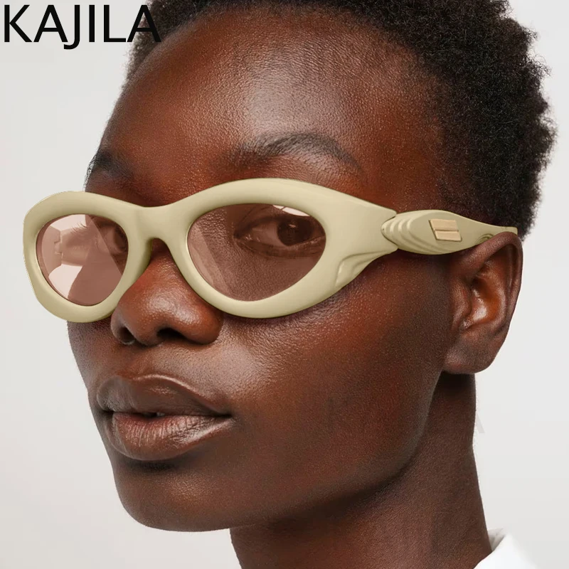 Oval Steampunk Sports Sunglasses Women 2024 Luxury Brand Designer Y2K Punk Sun Glasses For Ladies Retro 2000\'s Eyewear Shades