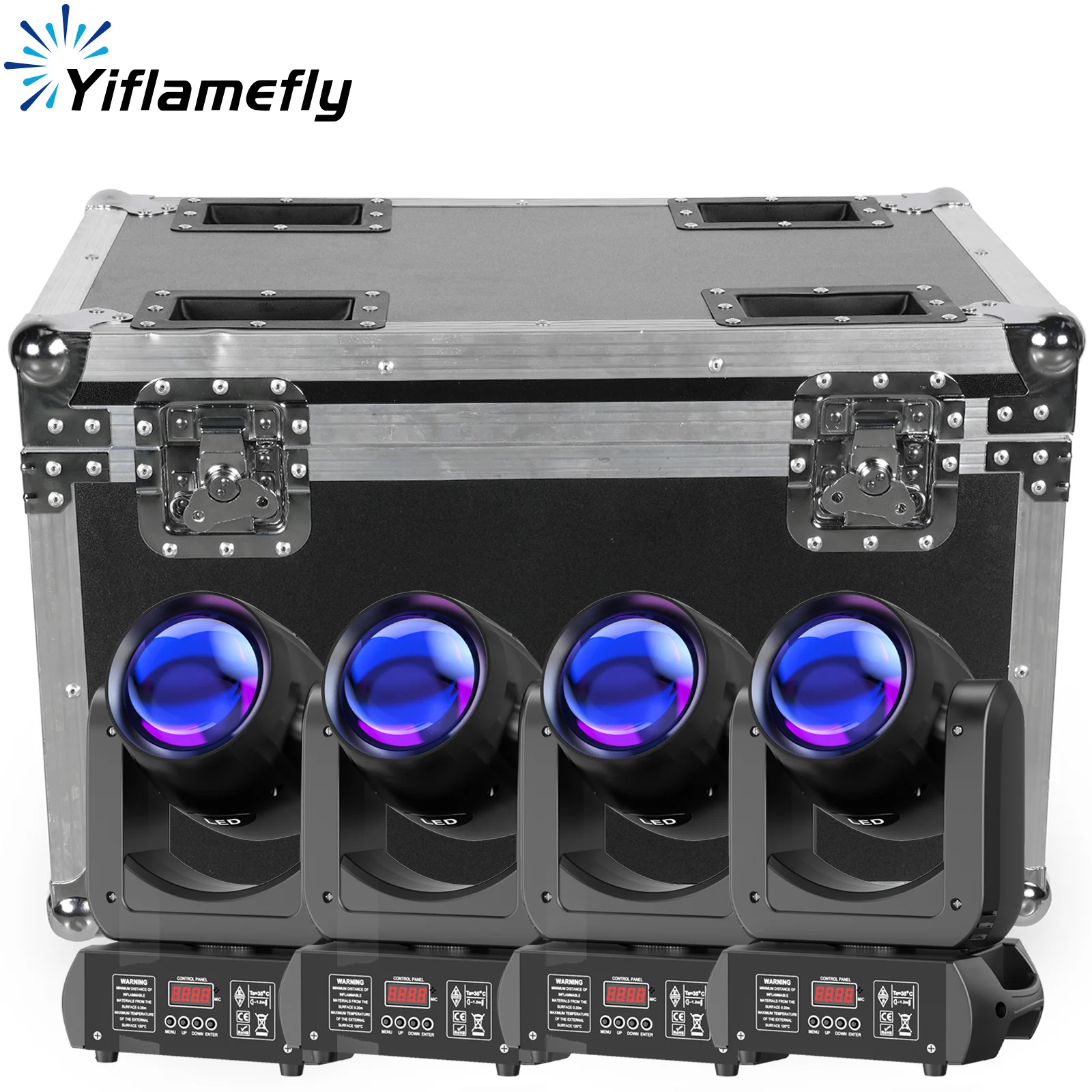 

Yiflamefly 4Pcs 150W Beam Moving Head Lights With Flight Case 18Prisms Stage Lights&Airline Case For Disco Concert Party Wedding