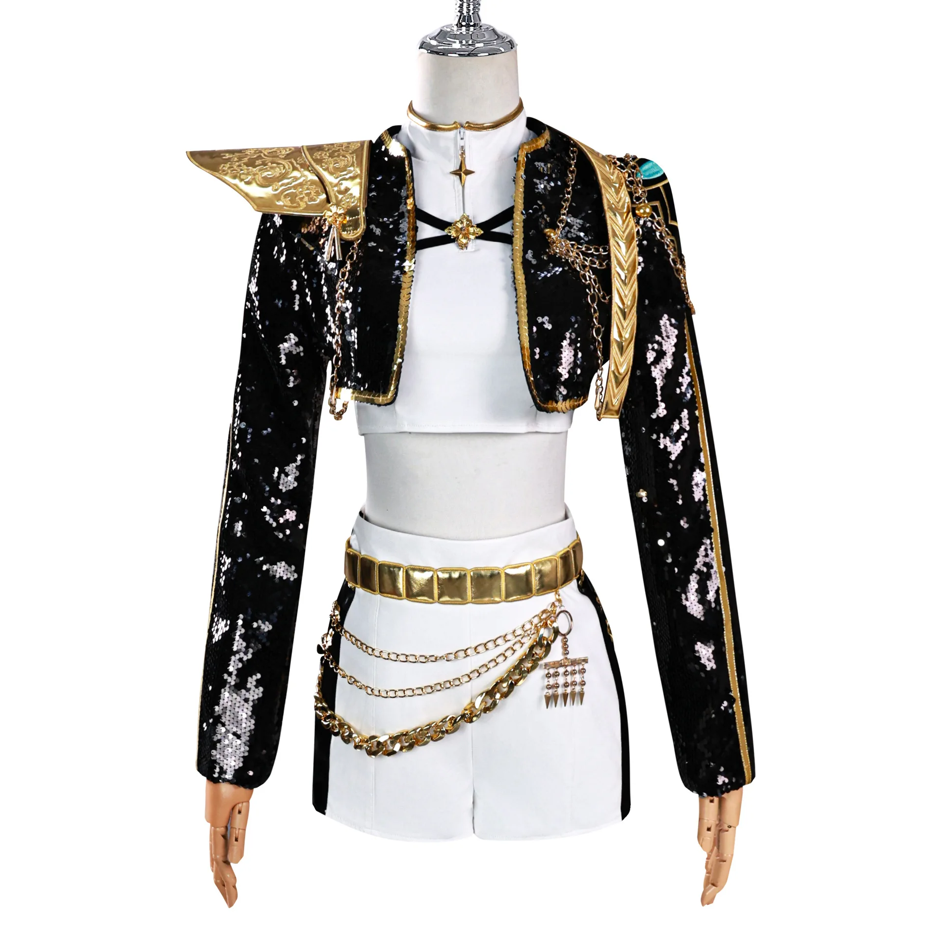 Anime Kpop Rumi Mira Zoey Cosplay Costume Wig Woman Black White Uniform Christmas Halloween Party Clothing - Image 5