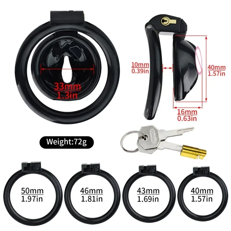 2024 Hot Sale Black Simulated Vagina Chastity Lock Abstinence Anti-Cheating Cock Cage with 4 Size Rings Male Sex Toys 18+ 정조대