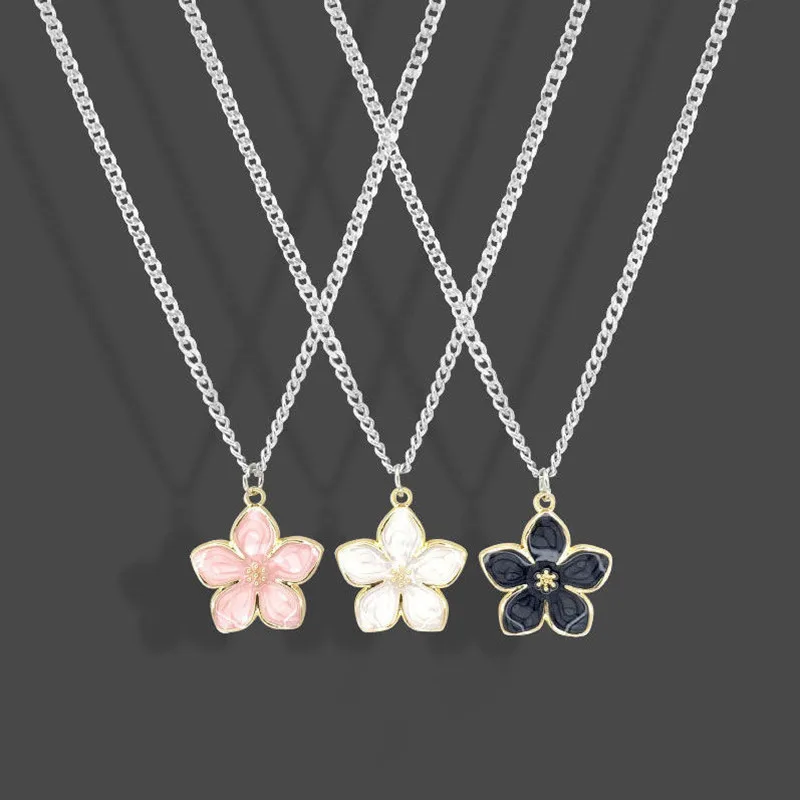 

Sakura Flower Pendant Necklace Cute Cartoon Jewelry for Girls Teen Student Dreamy Kawaii Adjustable Fashion Accessory