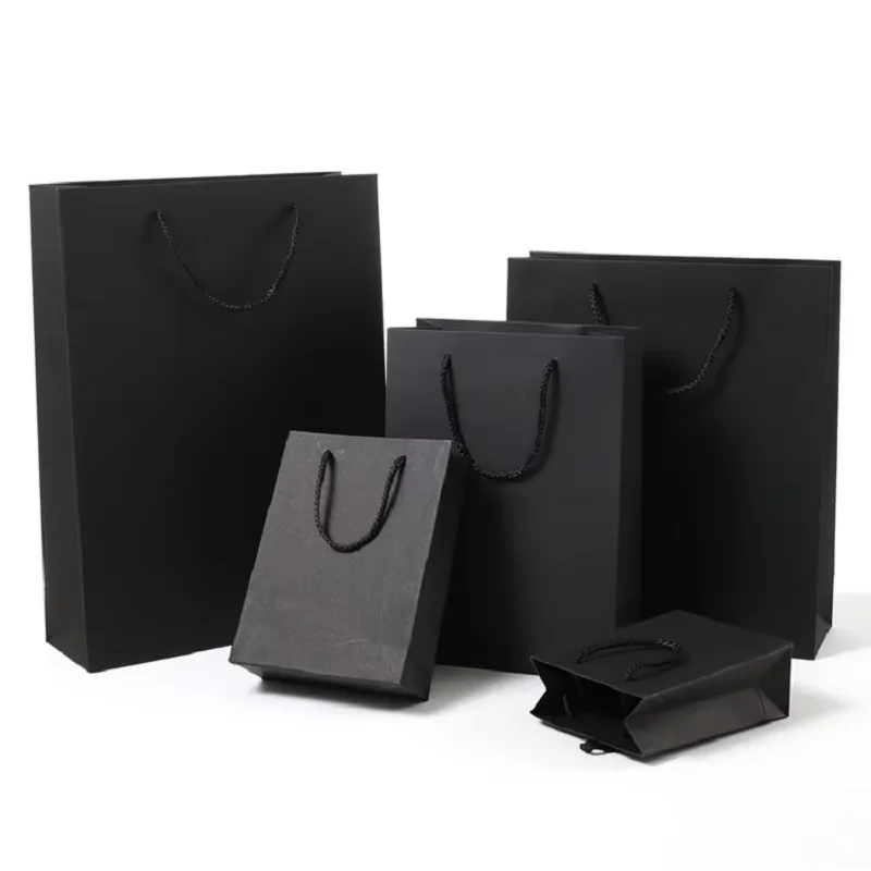 Sacchetti regalo neri con manici 20/30 pezzi, piccoli sacchetti di carta kraft per matrimoni, feste, compleanni, shopping aziendale