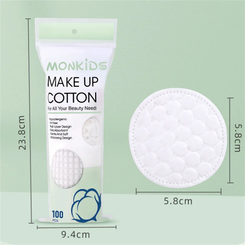 100 stks/200/400 stks Zacht Ademend Rond Wattenschijfje Met dubbelzijdige Textuur Voor Dagelijkse Gezichtsreiniging en Make-up Remover