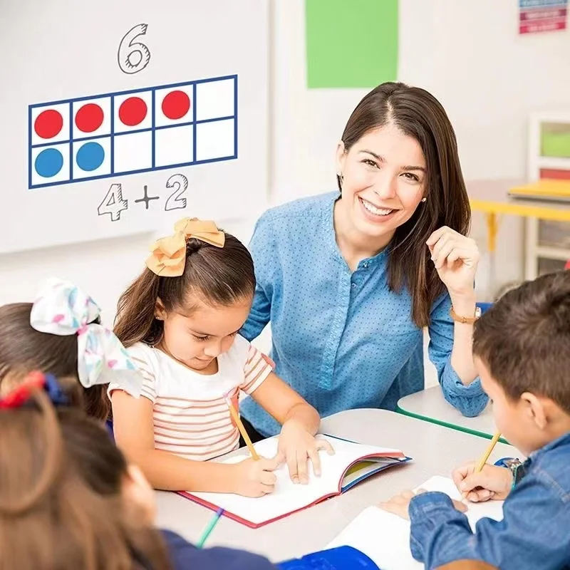 子供のための磁気グラフ、早期学習、教育玩具、磁気ディスク付きの10グリッド書き換えボード、教師教育ツール