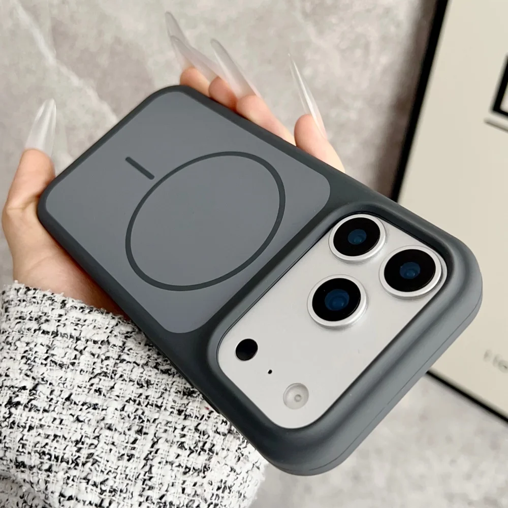 الأصلي لون نقي السائل سيليكون ل Magsafe حافظة آيفون 17 برو ماكس 16 15 14 نافذة كبيرة الجلد الشعور للصدمات غطاء