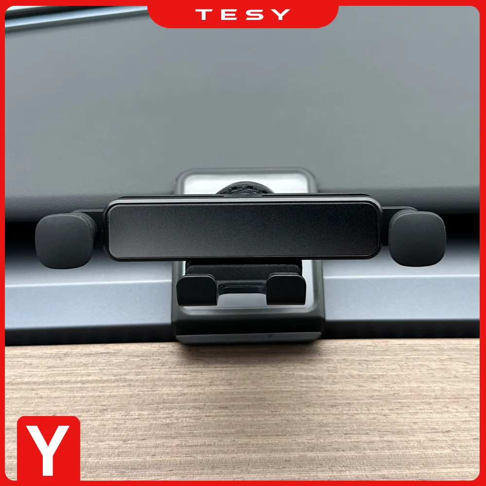 For Tesla Model Y Car Cell Phone Holder Noiseless Gravity Support Mount Bracket Vent Clip Air Outlet Snap-in Stand Soft Base