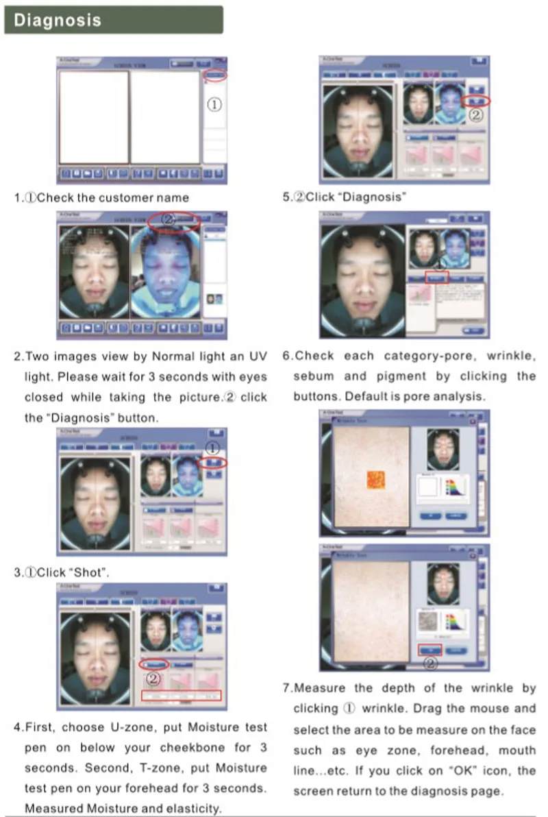 Przenośny analizator skóry twarzy, urządzenie do analizy skóry twarzy, oceniacz skóry, do SPA, cyfrowy miernik wilgotności skóry.