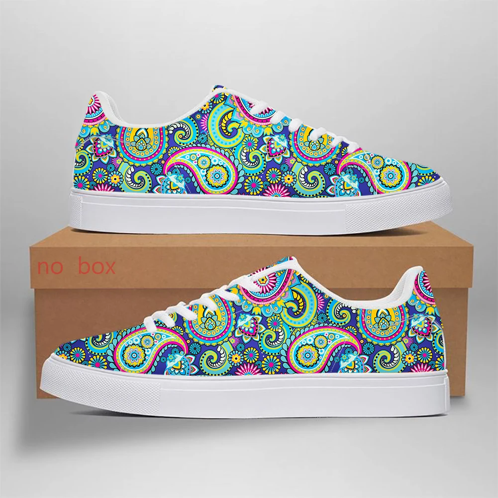 Nieuwe Heren Hoge Kwaliteit Vrijetijdsschoenen Enkelschoenen Paisley Patroon Platte Onderkant Leren Sneakers Paar Casual Outdoor