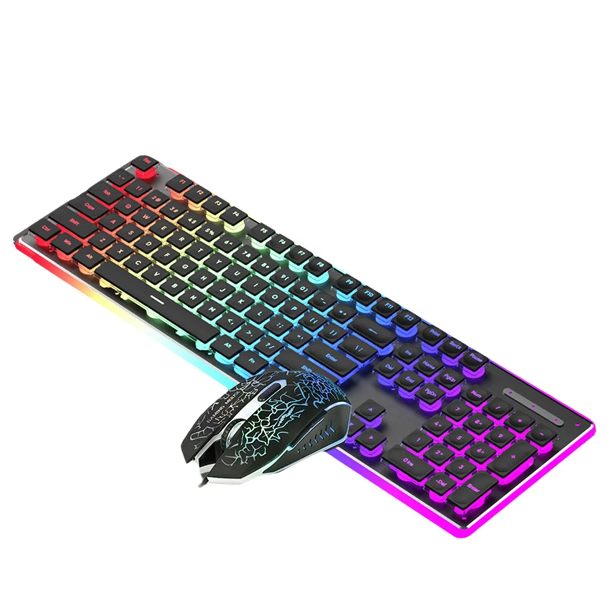 Clavier mécanique filaire ABEP avec souris LED clavier silencieux clavier de jeu étanche pour les sports électroniques et les utilisation au bureau-A