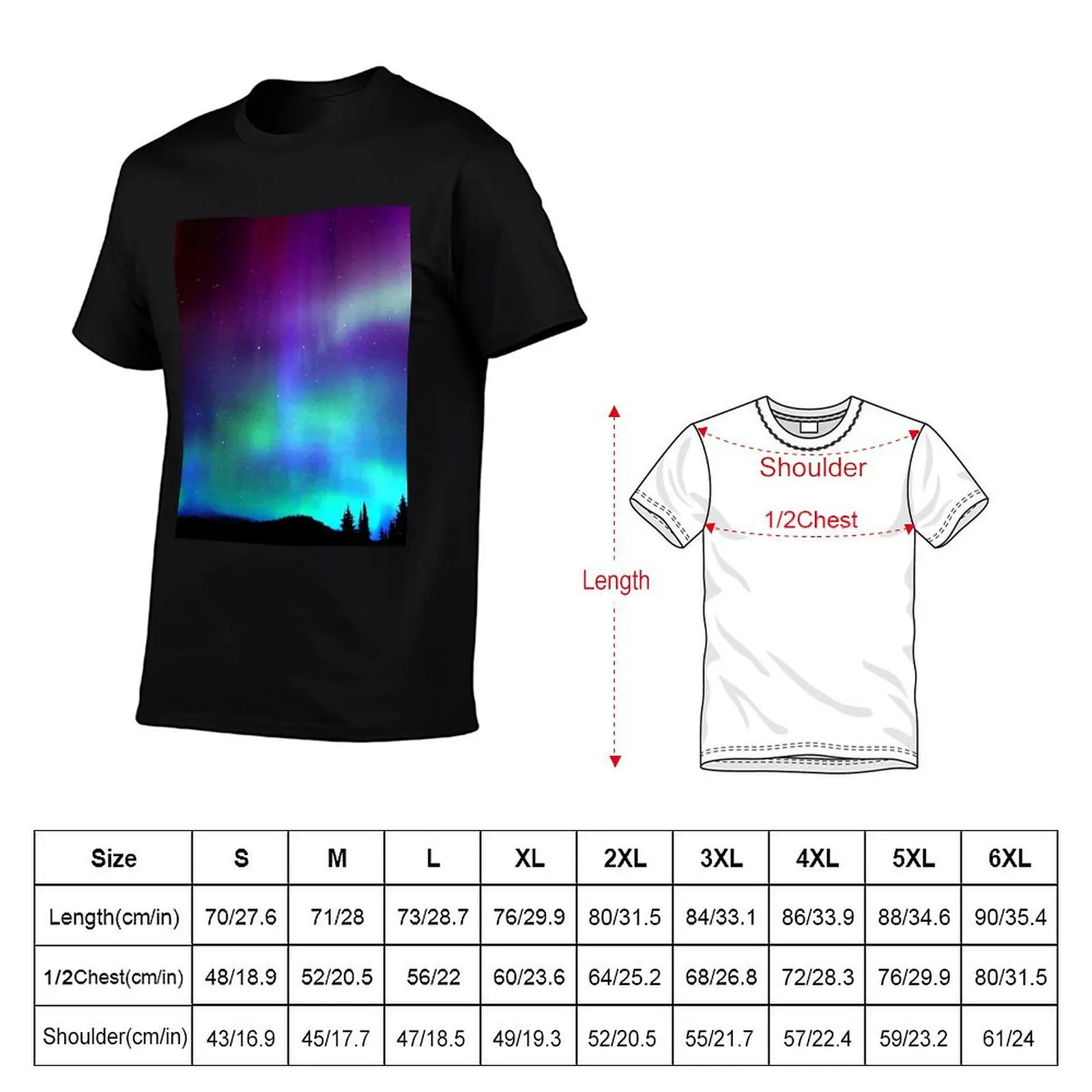 Northern Lights T-Shirt Blouse aesthetic clothes blue archive street wear fitted t shirts for men