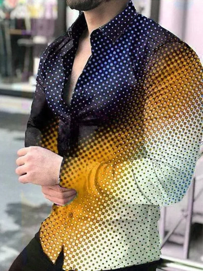 Men's Hawaiian Long Sleeve Shirt Informal Luxury Casual Top with 3D Printed Flap Summer Fashion Lapel Clothes 2025 S-6xl