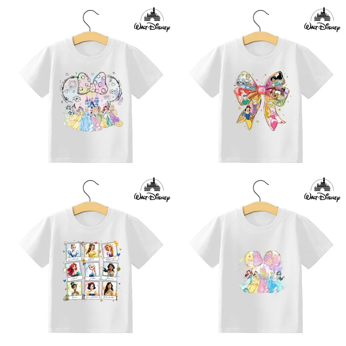 

Summer Princess Castle Children's Cotton T-Shirt Princess Gift Disney Girls Trip Short Sleeve Children's Princess Castle T-Shirt