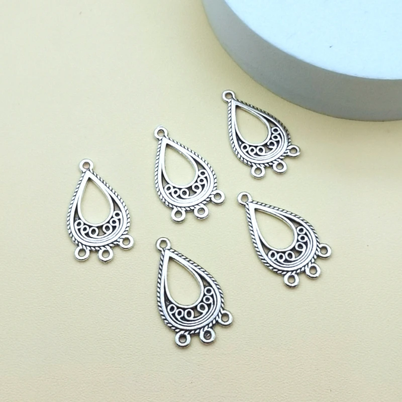 15pcs 27*15mm Antique Silver Color Earrings Connection Charms Jewelry DIY Earrings Connector Charms For Earring Making