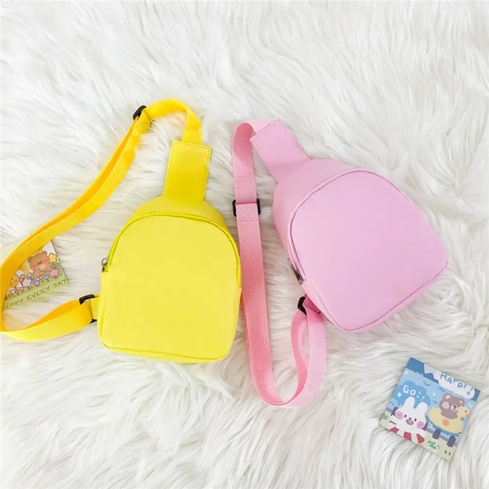 Trendy Solid Color Children's Chest Bag Nylon Casual Crossbody Shoulder Bag Waist Storage Pouch Travel