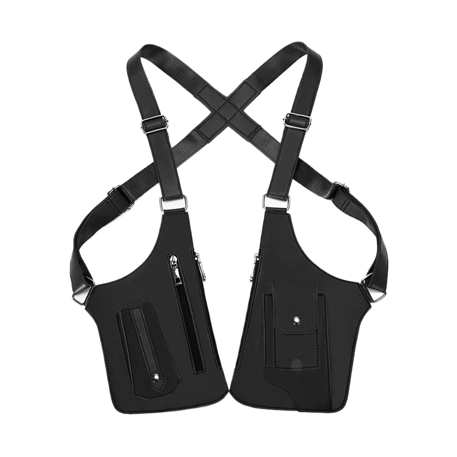 

Retro Double Shoulder Strap Multi-pocket Outdoor Anti-theft Tactical Bag Men Crossbody Bags PU Waterproof Phone Bag Chest Bag