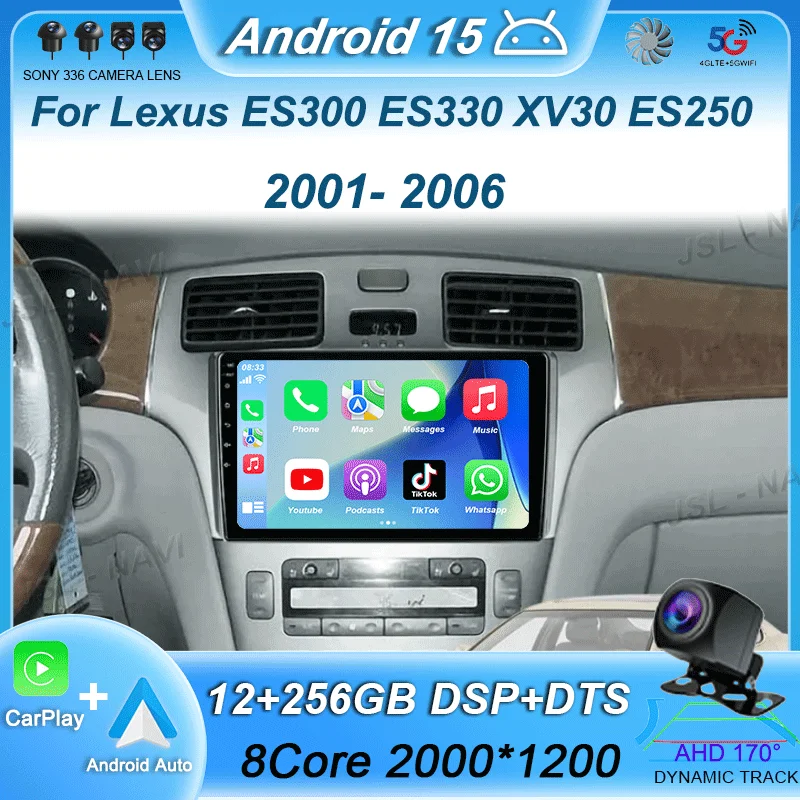 

Android 15 For Lexus ES300 ES330 XV30 ES250 2001 - 2006 Car Radio Multimedia Video Player Auto Carplay GPS Stereo NO 2Din DVD