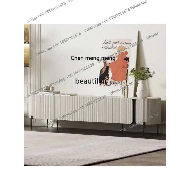 

Light French Simplicity Modern Living Room Italian Minimalist Designer Furniture Paint Floor Cabinet TV Cabinet