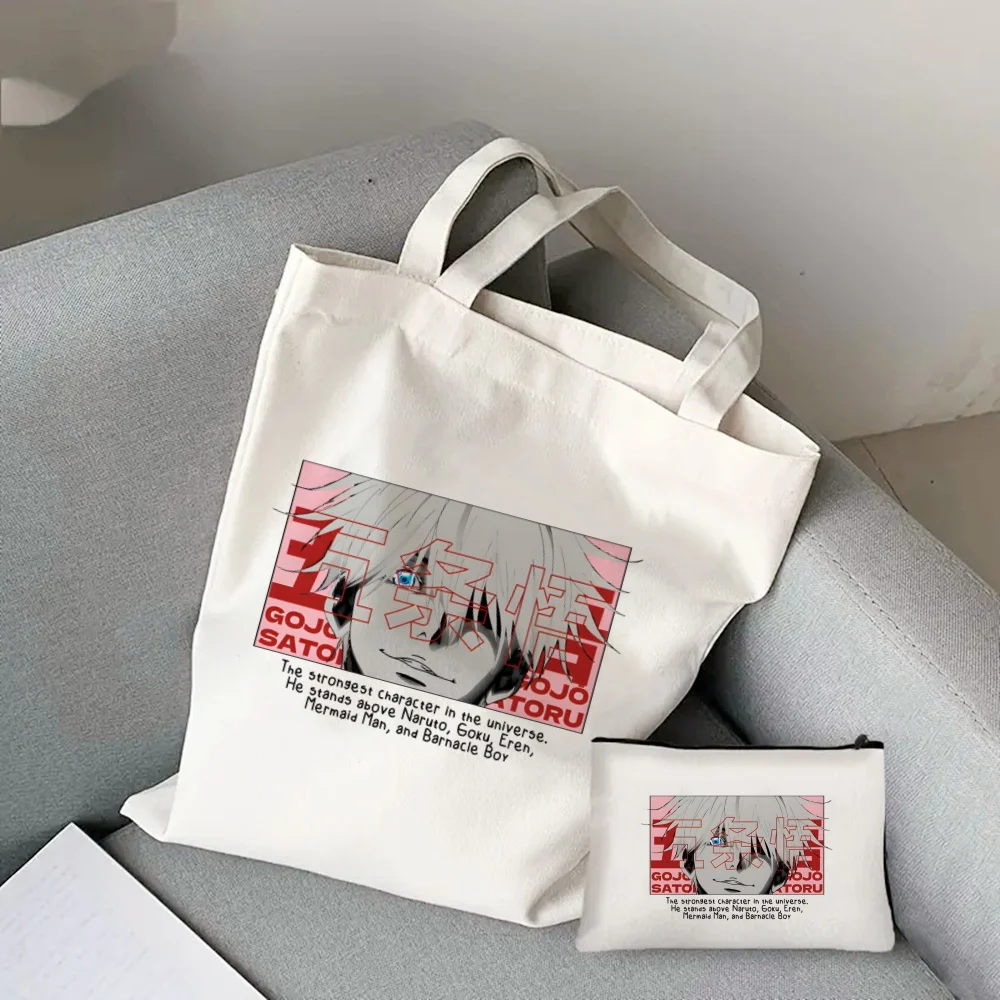 2PCS Jujutsu Kaisen Gojo Satoru Room Anime Tote Bag, Large Capacity Shoulder Bag, Gift Handbag & Grocery Shopping Bag