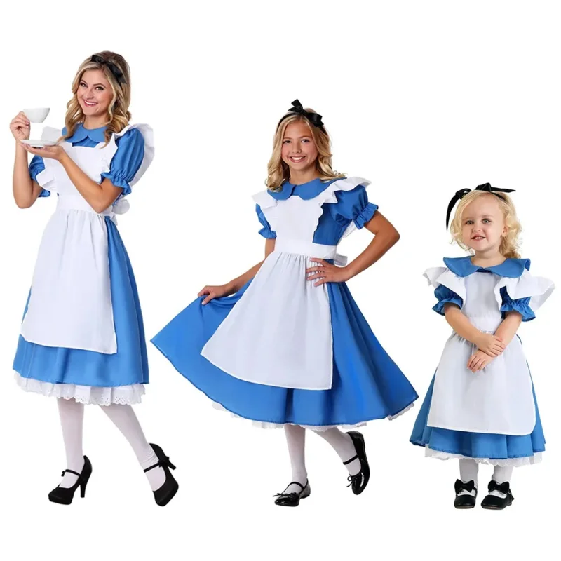 Alice Cosplay Costume Alice in Wonderland Costume Lolita Dress Maid Cosplay Fantasy Carnival Halloween Costumes for Kids