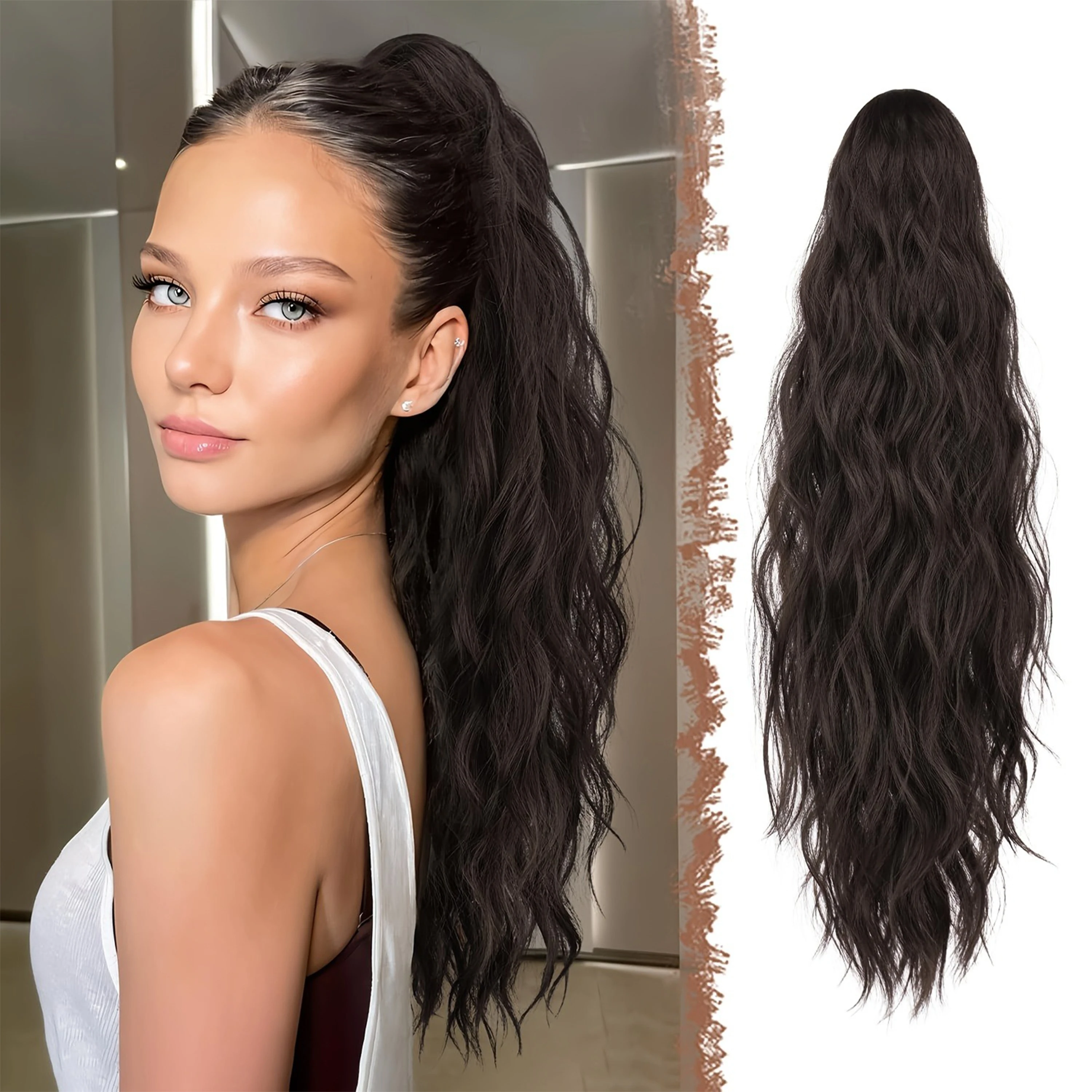 Claw Clip Ponytail Extension for Women Long Wavy Hair Extensions Fluffy Natural Looking Synthetic Clip in Ponytail Hairpiece