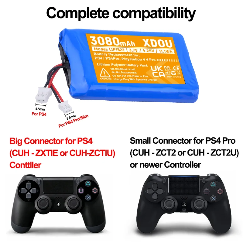 3080mAh PS4 Controller Battery for Sony PlayStation 4 DualShock4 V1 V2 KCR1410 LIP1522 CUH-ZCT1E CUH-ZCT2 Wireless Controller
