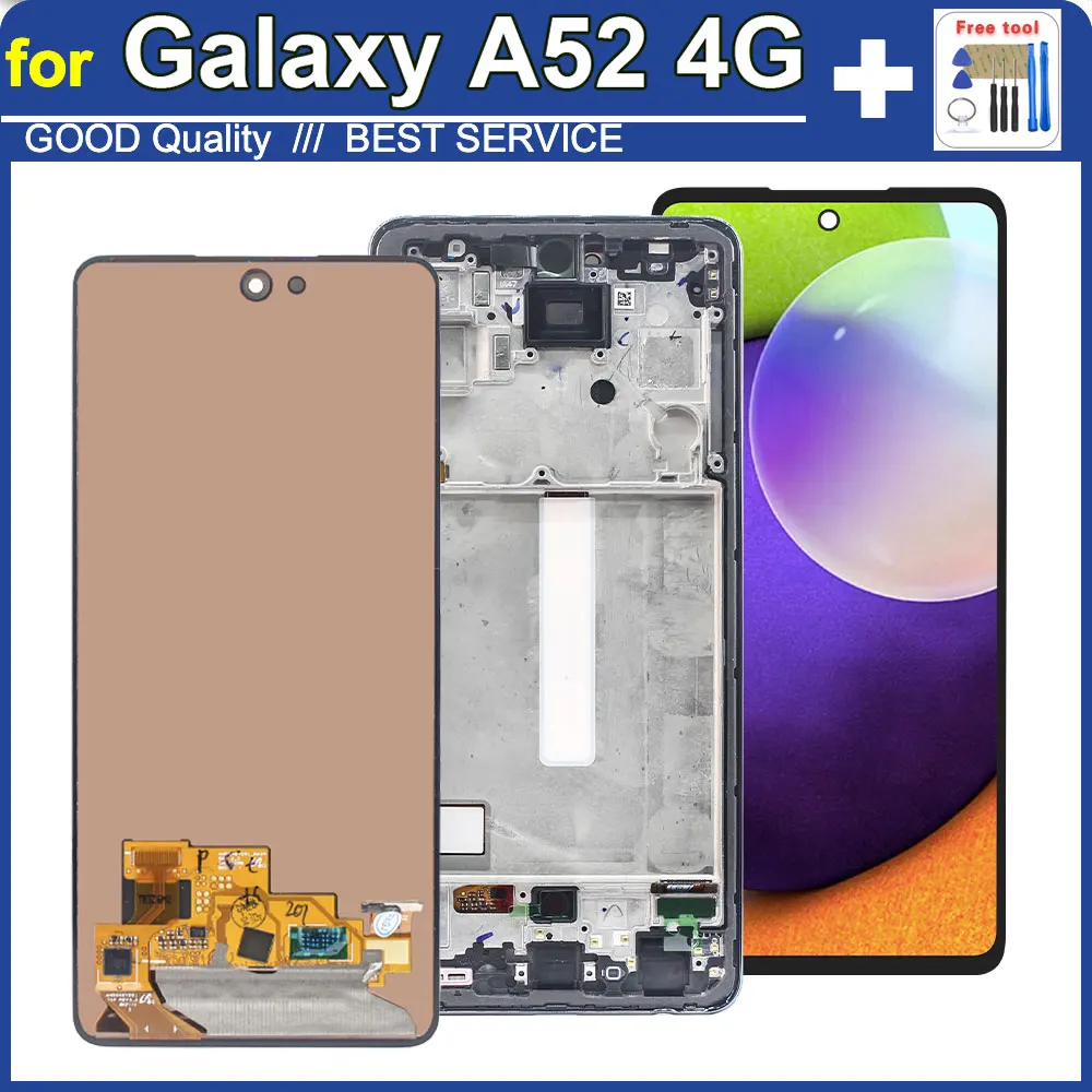6.5'' LCD for Samsung Galaxy A52 4G LCD Display Touch Screen Digitizer Assembly for Samsung A52 4G A525 Phone Screen Replacement
