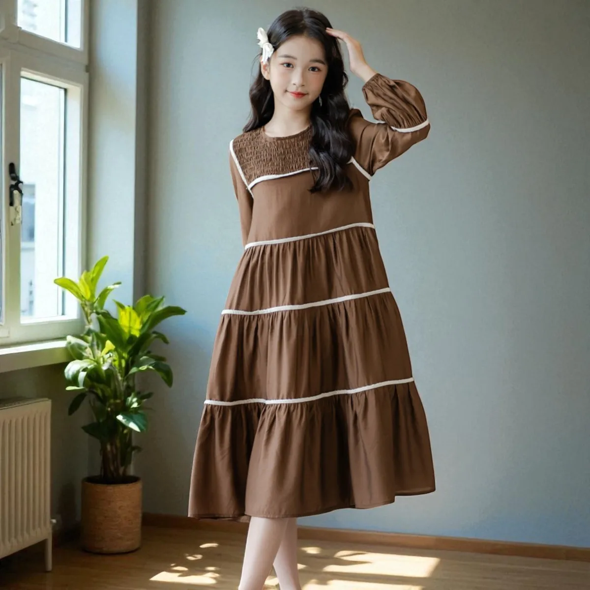 

Children Outfits Holiday Party Dress Loose Autumn Baby Costumes 6 8 10 12 13 Years Kids Lace Dresses for Girls Clothes Teenagers