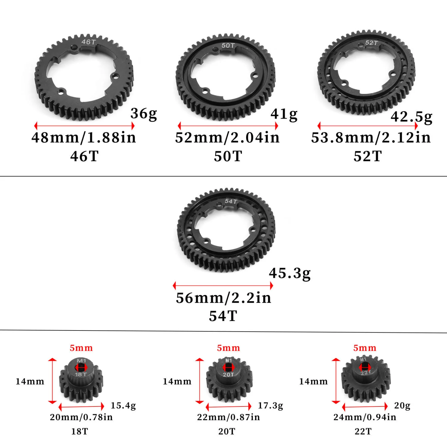 1Set Metal Spur Gear Main Gear for Traxxas1/5 X-Maxx 1/7 XO-1 1/10 Maxx 1/10 E-REVO 2.0V XL RC Car Upgrade Parts Accessories