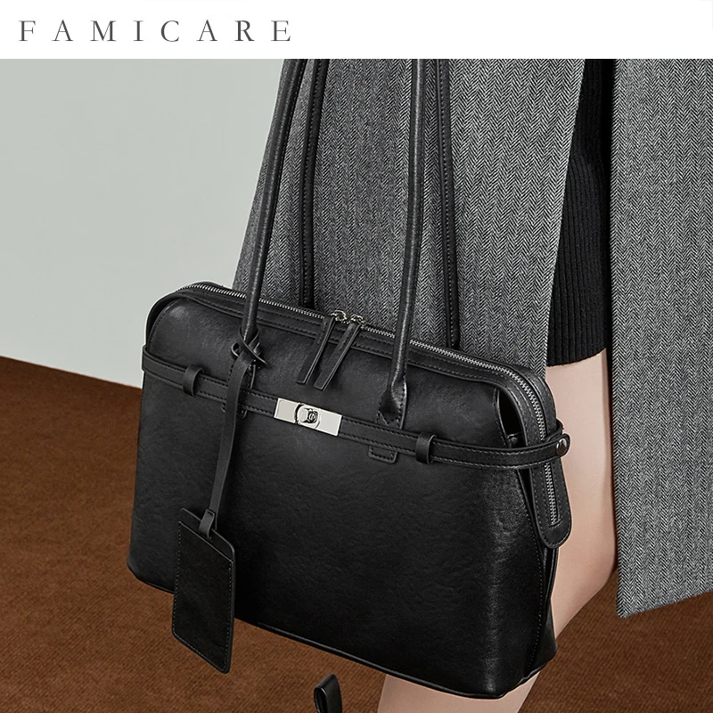 New Unique Briefcase Genuine Leather Spacious Handheld Shoulder Bag Women Commuting Versatile Fashion Luxury Designer  Tote Bag