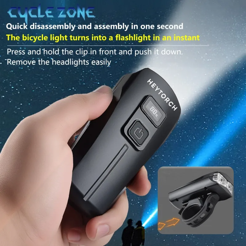 

Rechargeable Bike Light TYPE-C Digital Display MTB Road Bike Front Headlamp for Night Riding Cycling Safety Bicycle Headlight