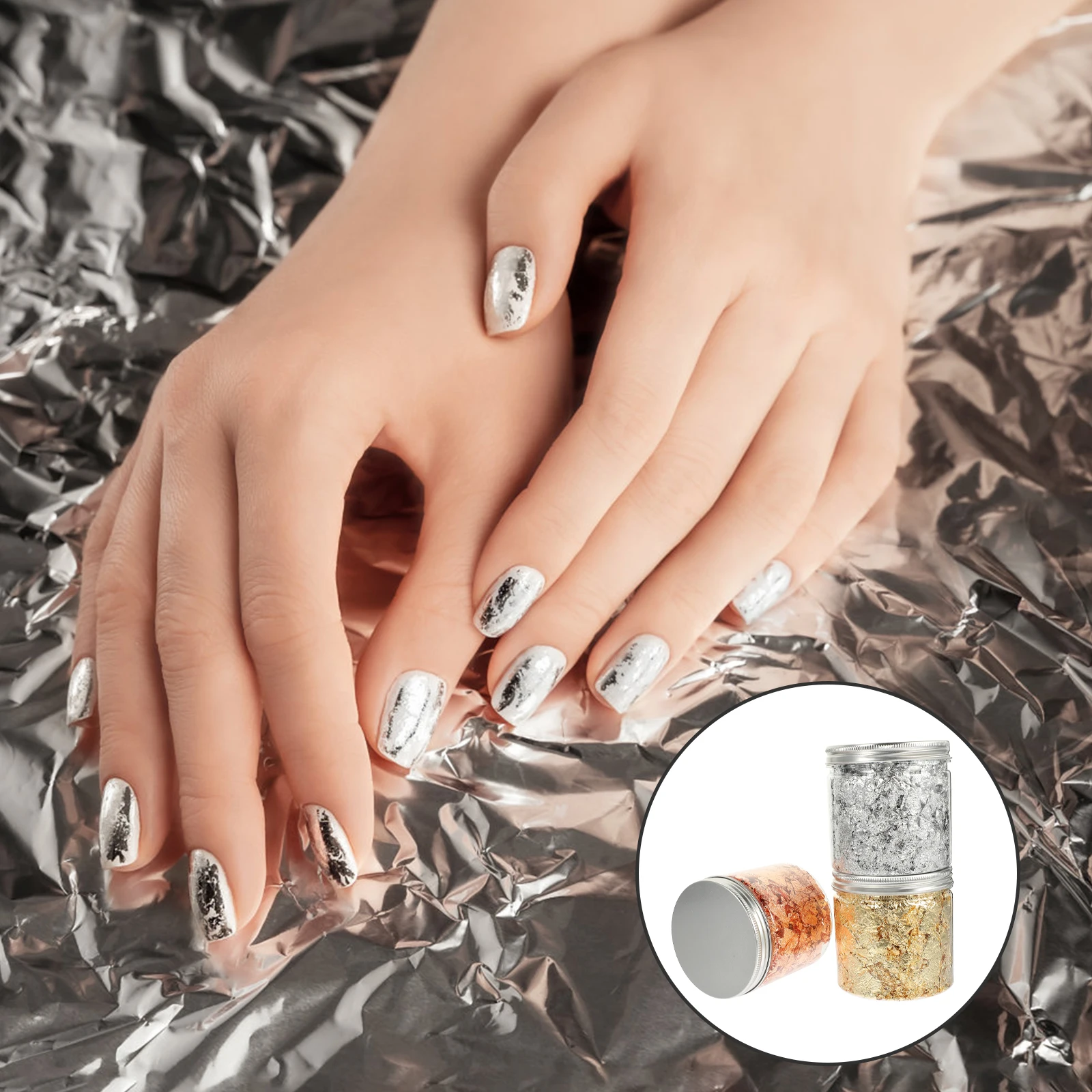 

3 Bottles Art Foils Colorful Flakes Manicure Decoration Diy Gold Sheets Glitter Pieces Gold Leaf Flakes Foil Stickers Painting