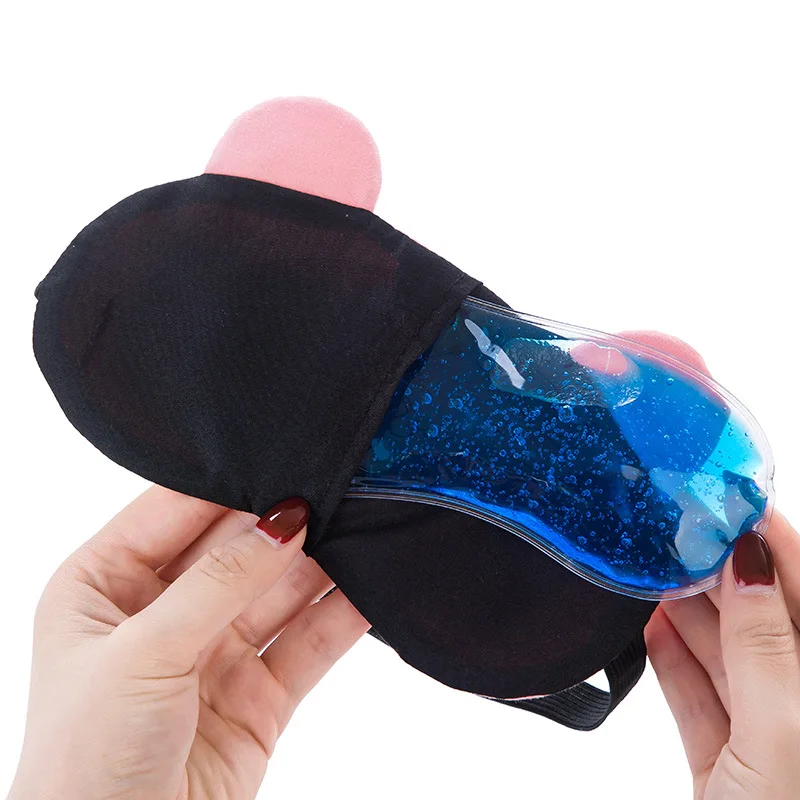 Cute Cartoon Face Sleep Eye Mask Ice Hot Compress Eye Cover Sleeping Mask Cold Pack Gel Eye Band Travel Rest Eyepatch Blindfolds