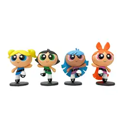 4pcs/set The Powerpuff Girls Action Figure Toy Collection Cartoon Model PVC Doll Gift