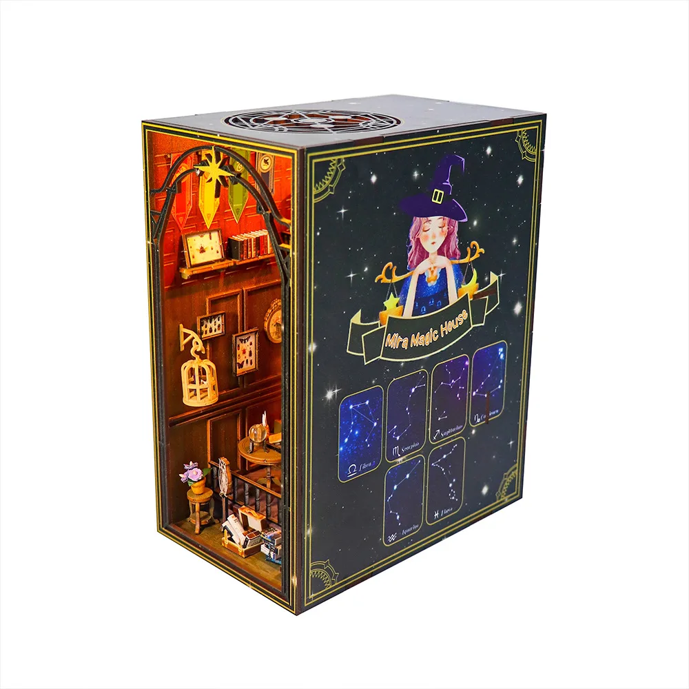 

DIY Miniature House Mira Magic House Architecture Book, Standing Handmade Assembly Wooden Miniature Model DIY Assembly Toy