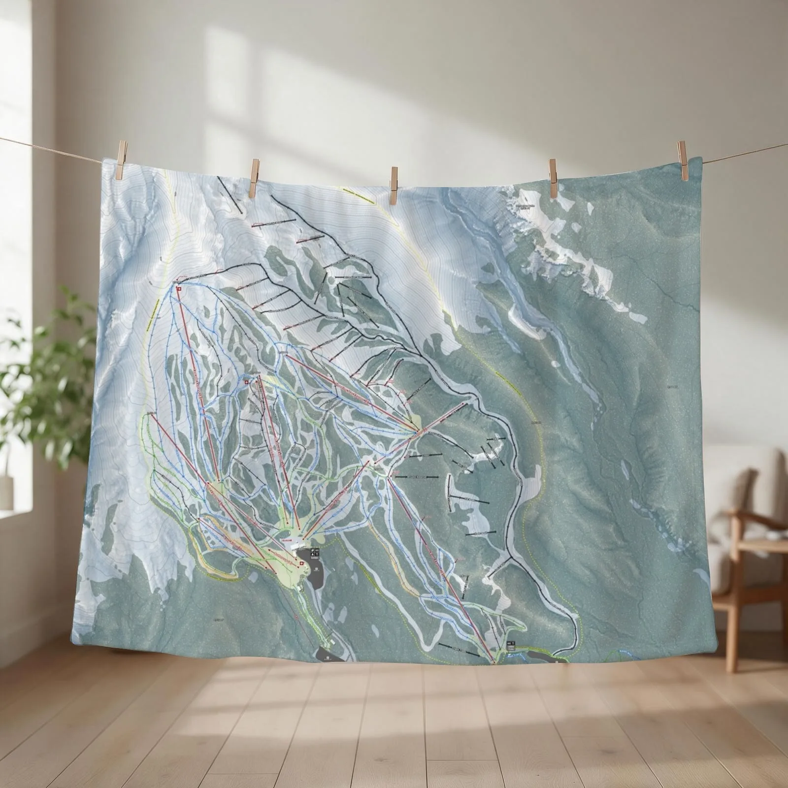 Mt Hood Meadows Resort Trail Map Throw Blanket couch cozy soft plush fuzzy picnic outdoor blanket