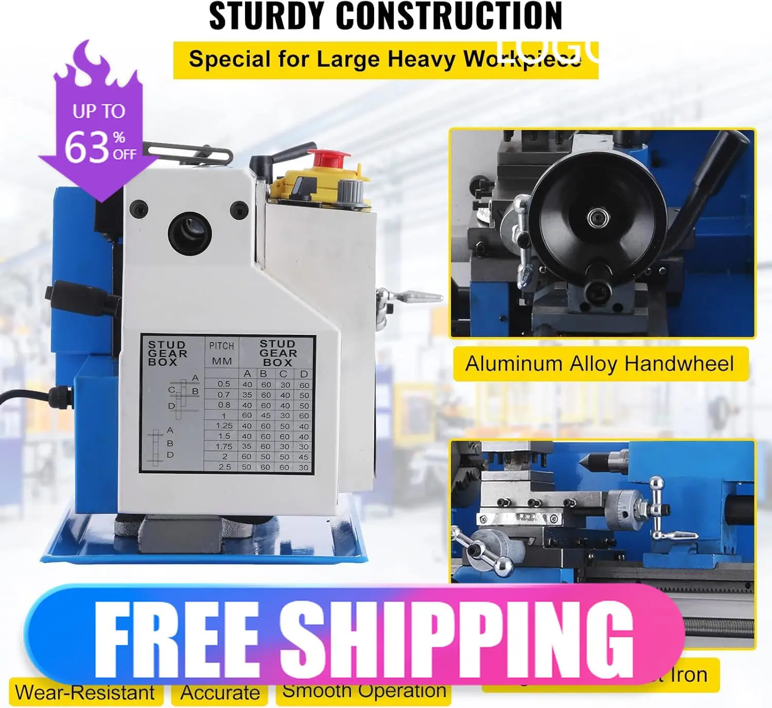 

Metal Lathe 7 x 12 Inch Precision Mini Metal Lathe 2250 RPM 550W Variable Speed Mini Lathe Precision Bench Top Metal Working