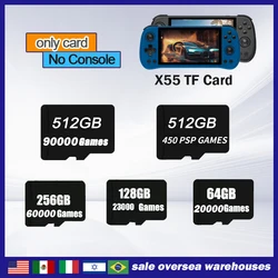 POWKIDDY X55 레트로 핸드헬드 게임 콘솔 TF 카드, 512G 90000 게임 내장, PSP 프리로드 게임 메모리 카드 범용