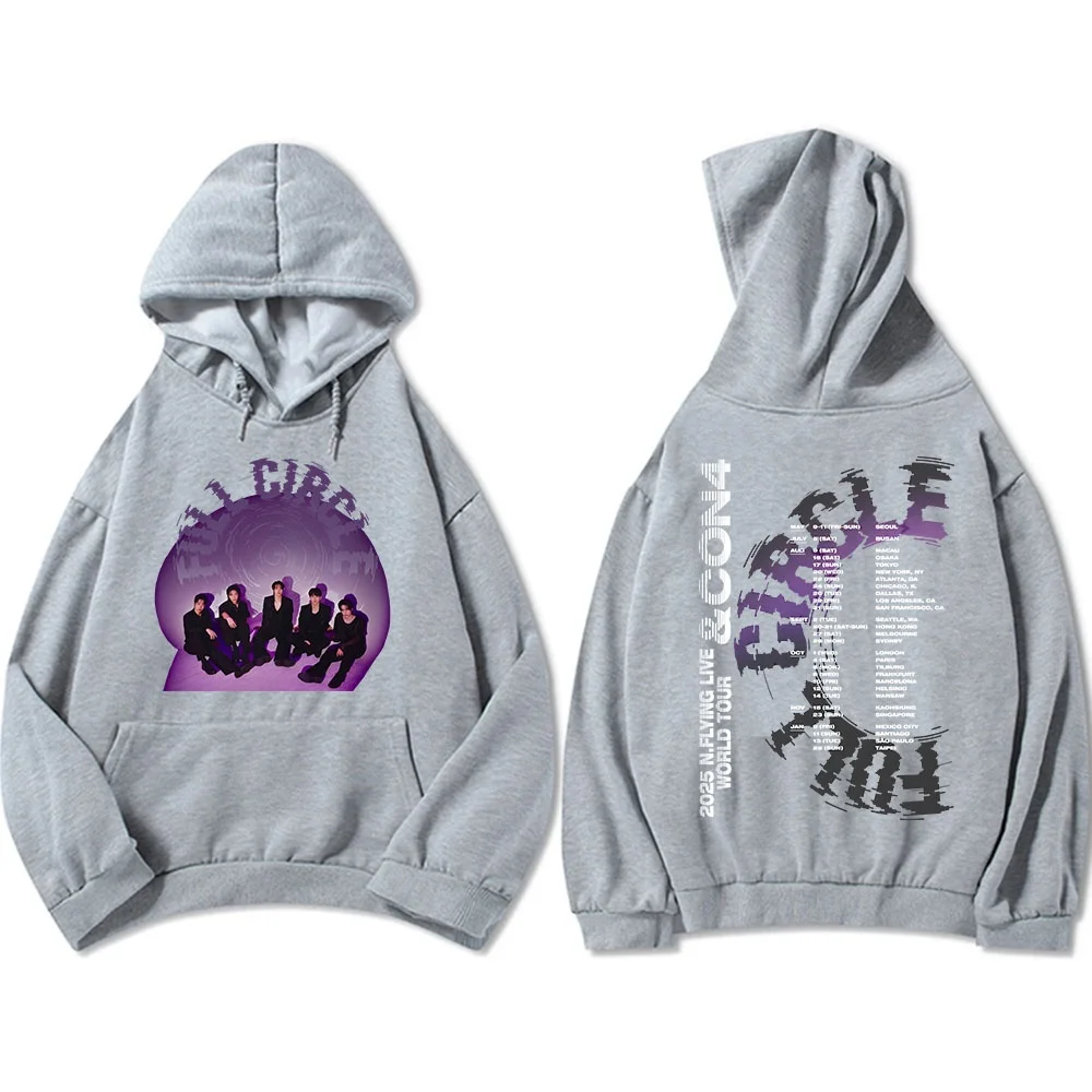 Flight Live World Tour & CON4_FULL هوديس كم طويل موضة خريف وشتاء 2025 للجنسين سوداديراس جرافيك توب قطن هوديي #3