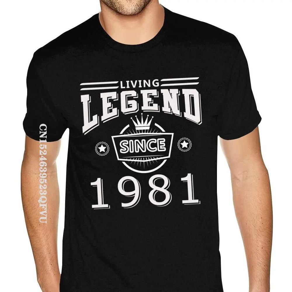 Personalised Living Legend Since 1981 Tees For Men Gothic Style Anime Tshirt Premium Cotton Gothic Style T-Shirts