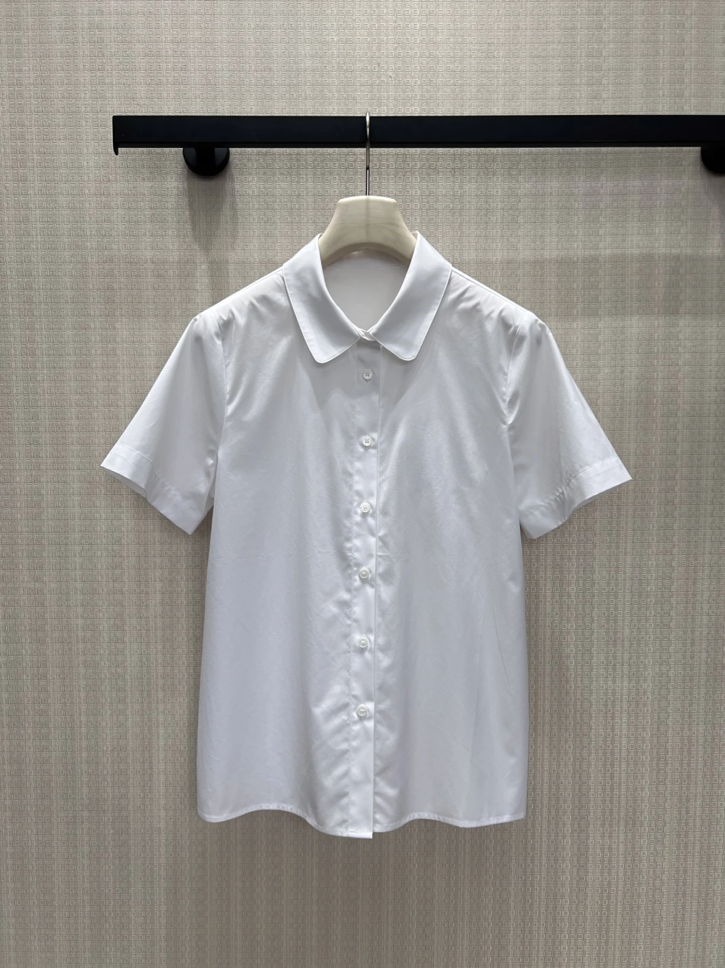 

Slimming Effect Short Sleeve Shirt Women's Loose Casual Color Logo Embroidery Fashionable Versatile Stand Collar Blouse