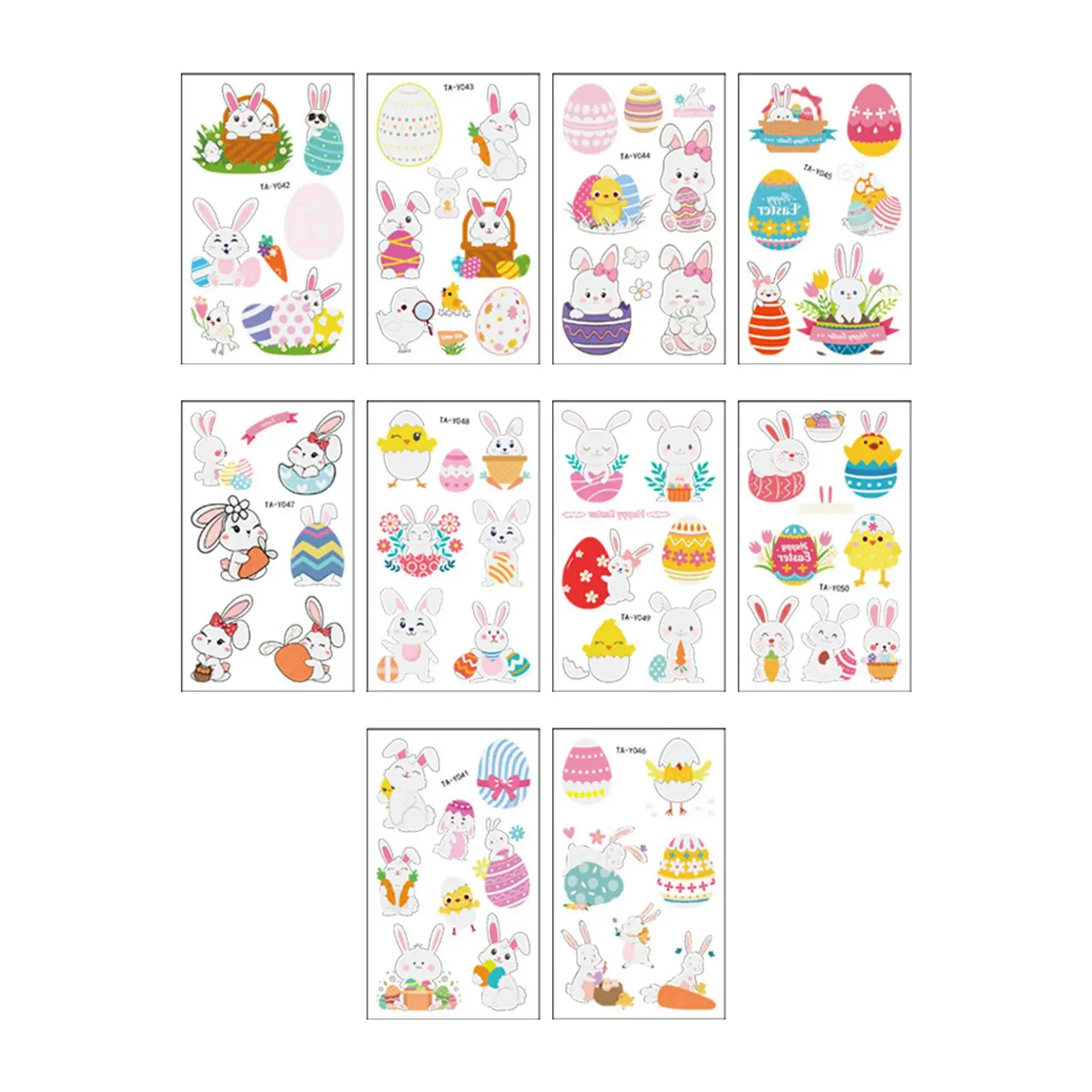Easter Luminous Sticker Set Waterproof Temporary Paper Decals Bunny Egg Chicken Designs for Party Favors and Crafts