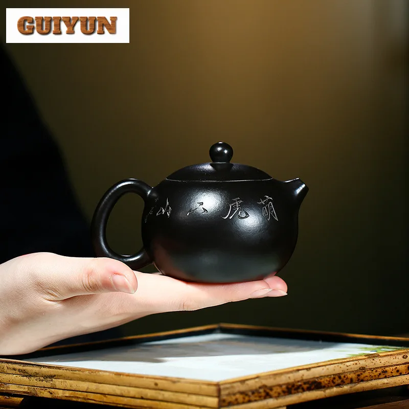 200ml Aesthetic Yixing Purple Clay Teapot Handmade Xishi Pot Raw Ore Dahongpao Reducing Roasting Mud Kettle Chinese Zisha Teaset