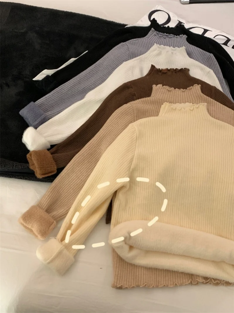 Thiened Fce اصطف f قاعدة نسائية ذات ياقة عالية irt أوائل الربيع ملابس داخلية دافئة علوية تصميم خشبي للتنقل Sle