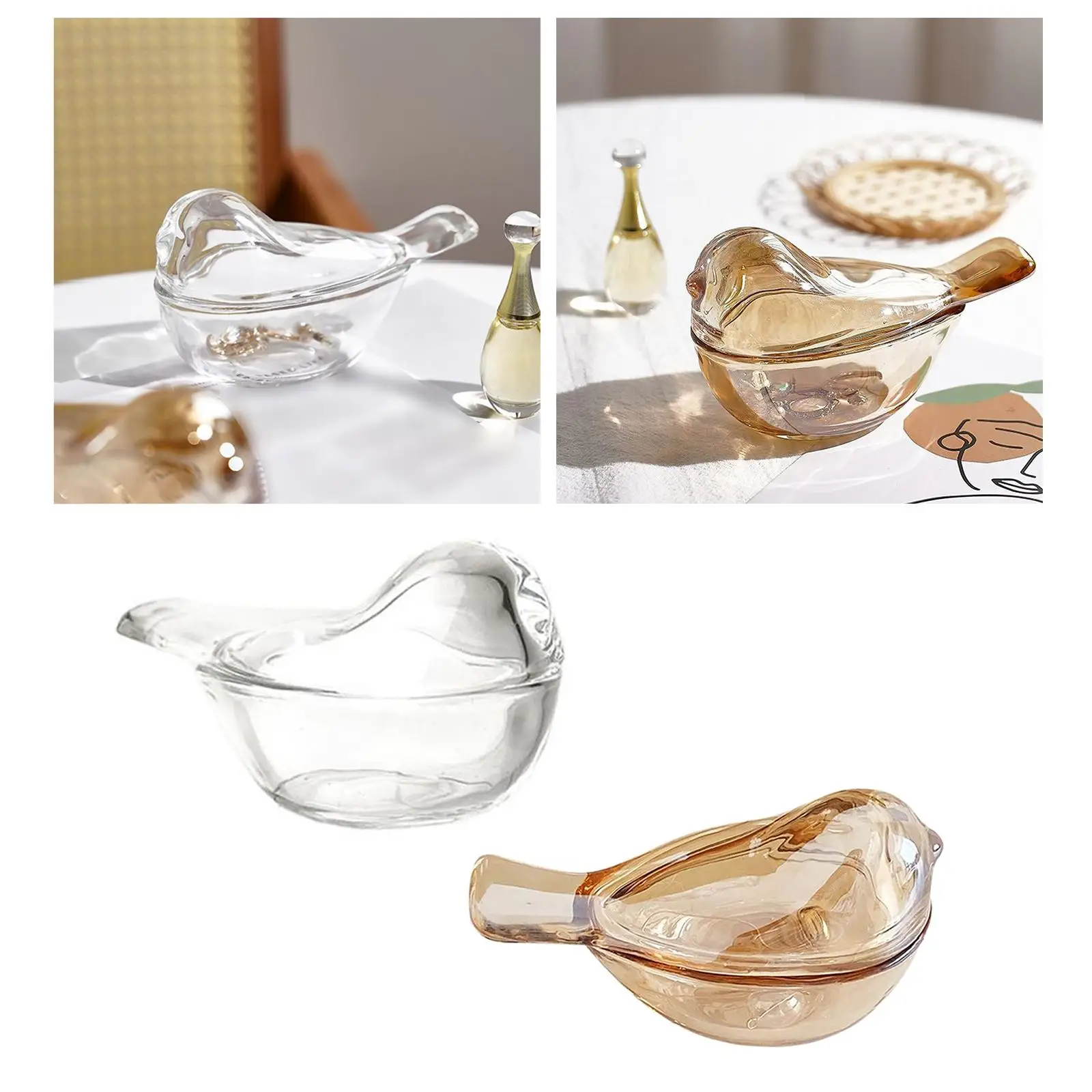 Retro Glas Vogel Schmuck Mini Ohrringe Ring Schmuck kästchen mit Deckel Andenken Fall Ringe Armbänder Box