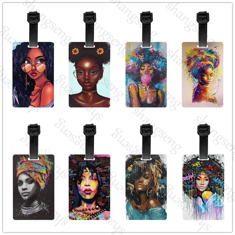 

1pcs Security Luggage Tag PVC Suitcase Label Business Card Holder/Travel Document Label African American Girl