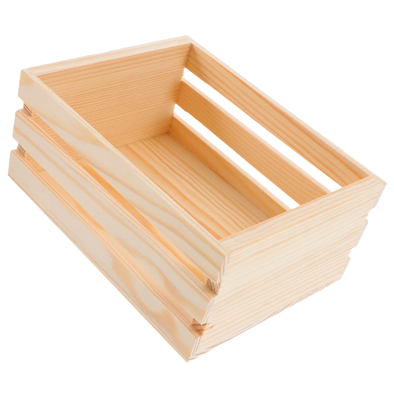 Desktop Wooden Storage Box Hollow Design Mini Basket For Stationery Sundries Organizer Rustic Wood Bins Container