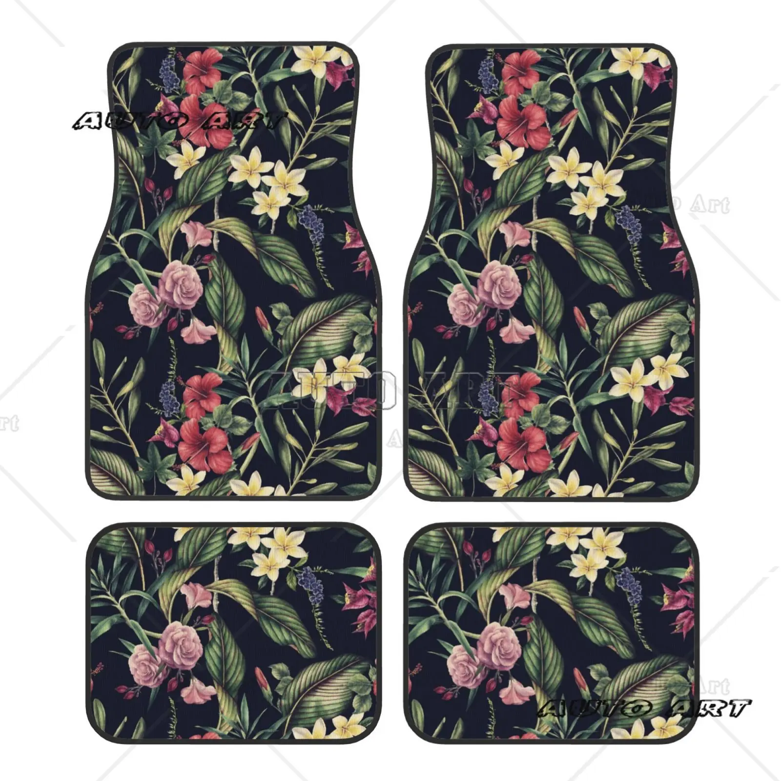 

Автомобильные коврики с цветочным пейзажем, передние и задние ковры, цветочные принты, 4 шт., подходят для всех автомобильных ковриков