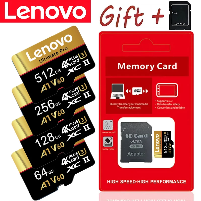 Premium Lenovo 512GB SD Cards Micro TF SD TF Cards Memory Card 256GB 128GB V60 for Dashcam / Gaming / Mobile / Mac / PC
