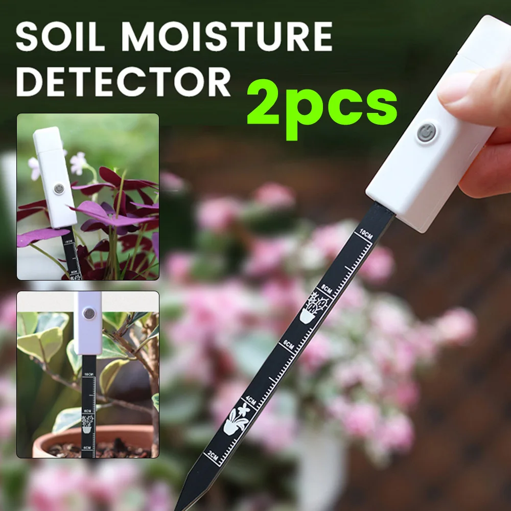 2PCS Soil Moisture Sensor Soil Temperature Humidity Tester Plant Detector Monitor with 3 Color Indicate Ligh for Garden Planting