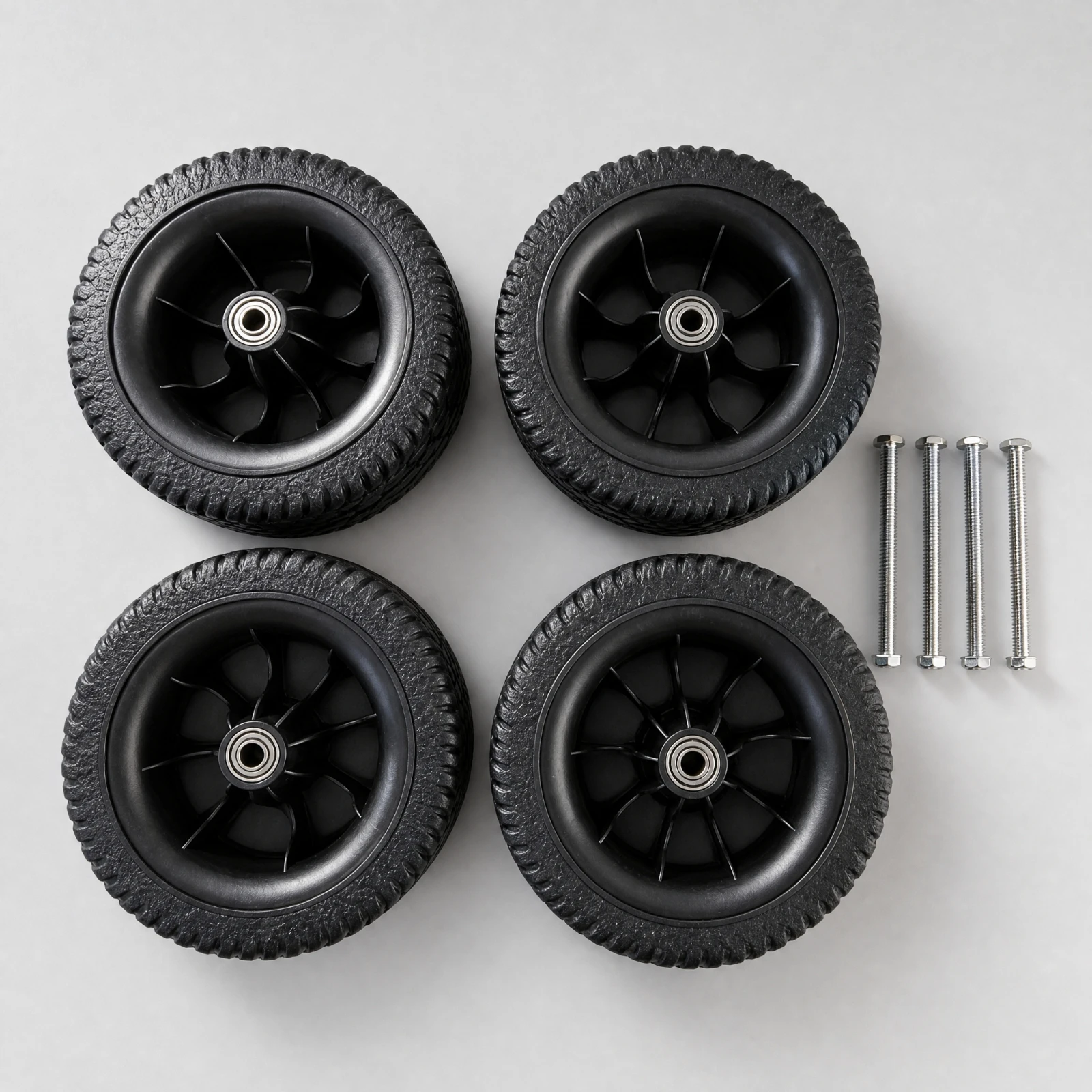 4 Pieces 7-Inch Deep-Traction Cart Wheel Heavy Duty Cart Wheel with Double-Bearing Hub Long-Lasting Non-Marking